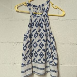 Lucky Brand Navy and White Geo Halter Tank Top